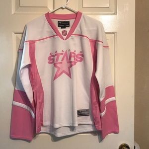 Pink and white Dallas Stars Official Jersey